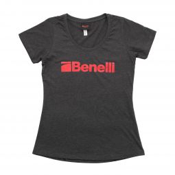 Distressed Logo Womens T-Shirt, Charcoal Heather
